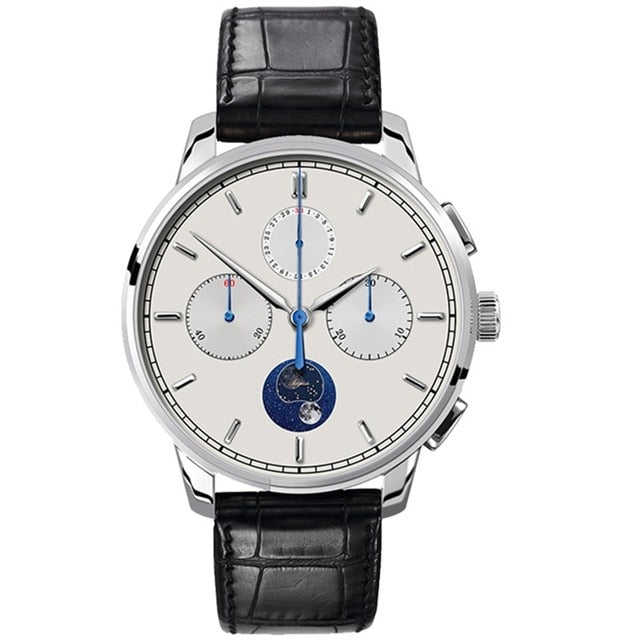 2019 New Arrival Pilot Chronograph Watch Men st1908 Moonphase Calendar Sapphire Glass Mechanical Wrist Watch Aidophedo