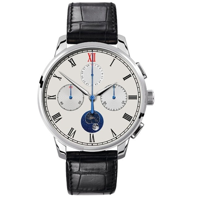 2019 New Arrival Pilot Chronograph Watch Men st1908 Moonphase Calendar Sapphire Glass Mechanical Wrist Watch Aidophedo