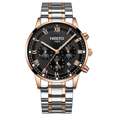 NIBOSI Top Luxury Brand Men Sports Watches Mens Full Steel Quartz Gold Clock Montre Man Waterproof Wrist Watch Relogio Masculino