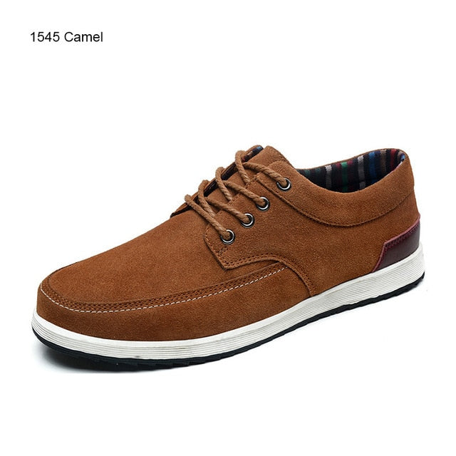 SUROM Men's Leather Casual Shoes Brand Autumn Winter New Fashion Sneakers Men Loafers Adult Moccasins Male Suede Shoes Krasovki