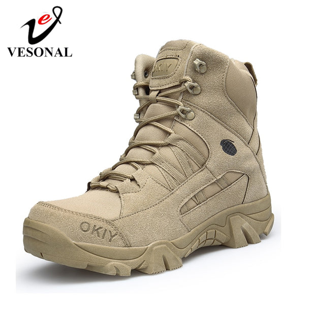 VESONAL Autumn military Boots Men Special Force Tactical Desert Combat Snow Shoes outdoor Male tracking mens tactical Boot work