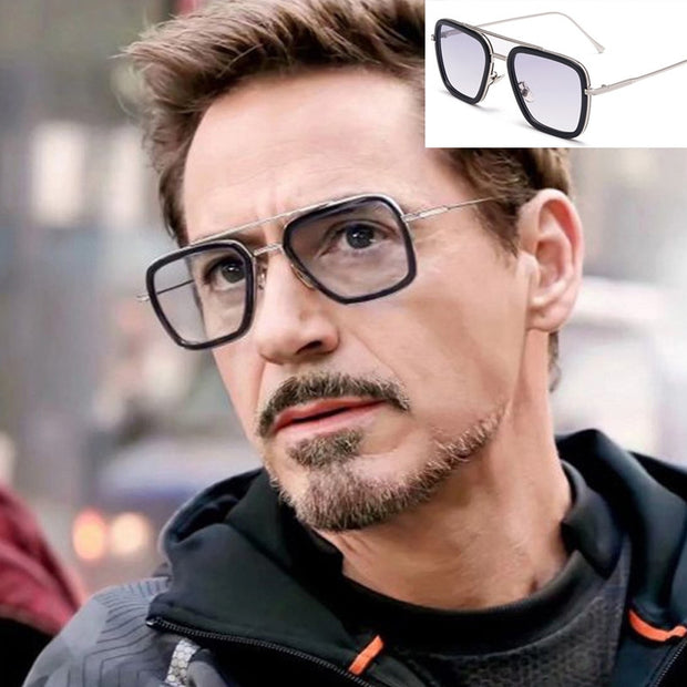 Luxury Brand Design Sunglass Men Fashion Male Avengers Tony Stark Man 3 Sun Glass for Men Vintage Driving Pilot Square Sunglass