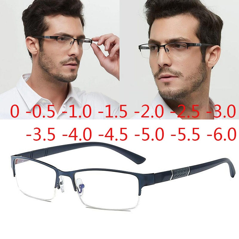 Half Metal Frame Nearsighted Glasses Unisex Myopia Resin Clear mirror 0 -0.5 -1 -1.5 -2 -2.5 -3 -3.5 -4 -4.5 -5 -5.5 -6