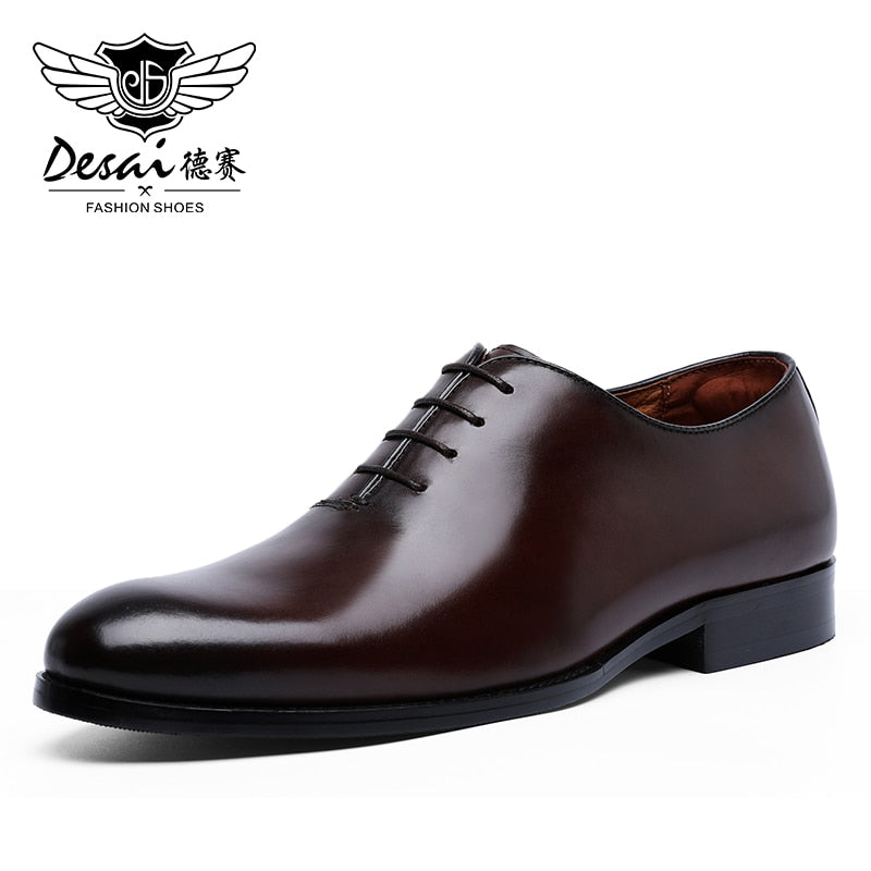 DESAI Oxford Mens Dress Shoes Formal Business Lace-up Full Grain Leather Minimalist Shoes for Men