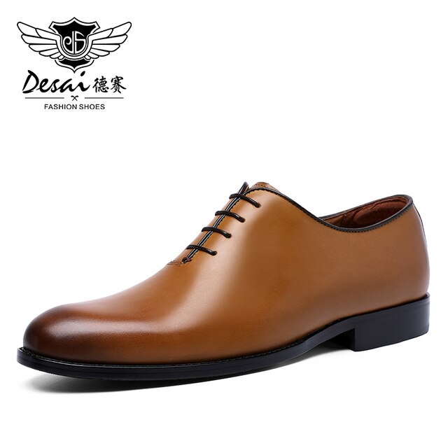 DESAI Oxford Mens Dress Shoes Formal Business Lace-up Full Grain Leather Minimalist Shoes for Men