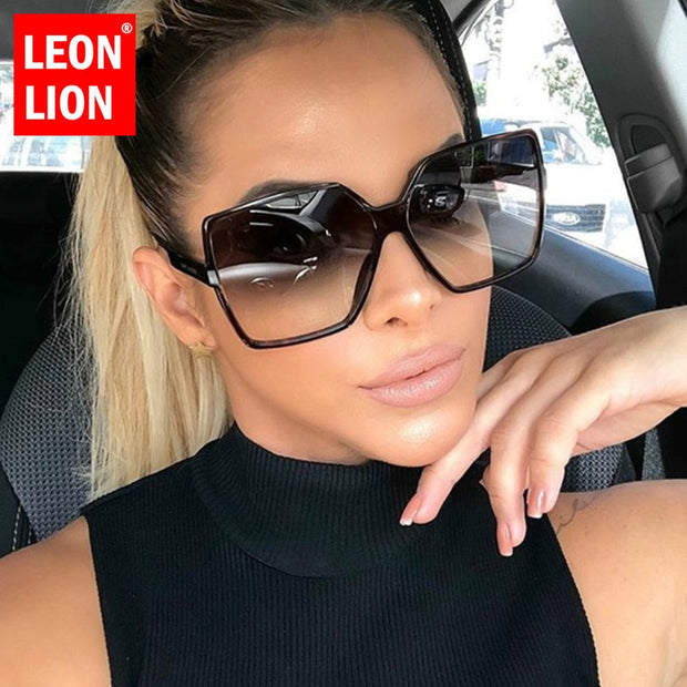 LEONLION Oversize Sunglasses Women Luxury Brand Designer Sunglasses Women 2019 High Quality Gradient Sun Glasses Vintage Oculos