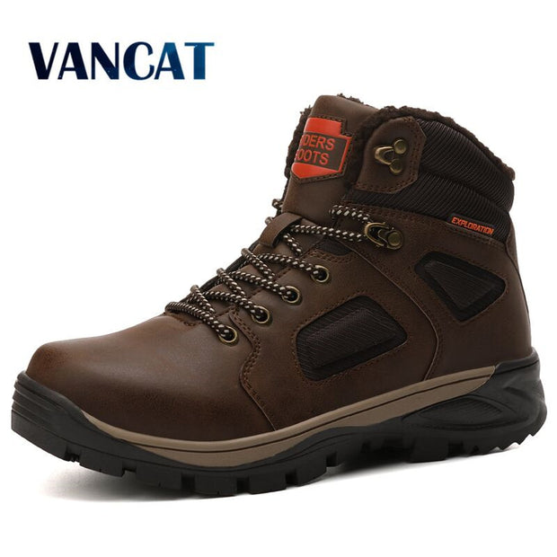 Brand Men Winter Snow Boots Warm Men's Boots High Quality Waterproof Leather Sneakers Outdoor Male Hiking Boots Work Boots 40-47