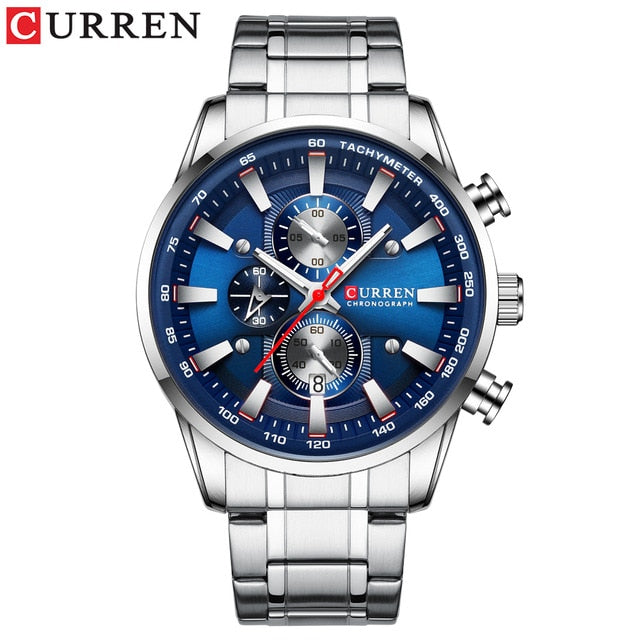 CURREN Black Gold Watch for Men Fashion Quartz Sports Wristwatch Chronograph Clock Date Watches Stainless Steel Male Watch