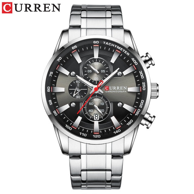 CURREN Black Gold Watch for Men Fashion Quartz Sports Wristwatch Chronograph Clock Date Watches Stainless Steel Male Watch