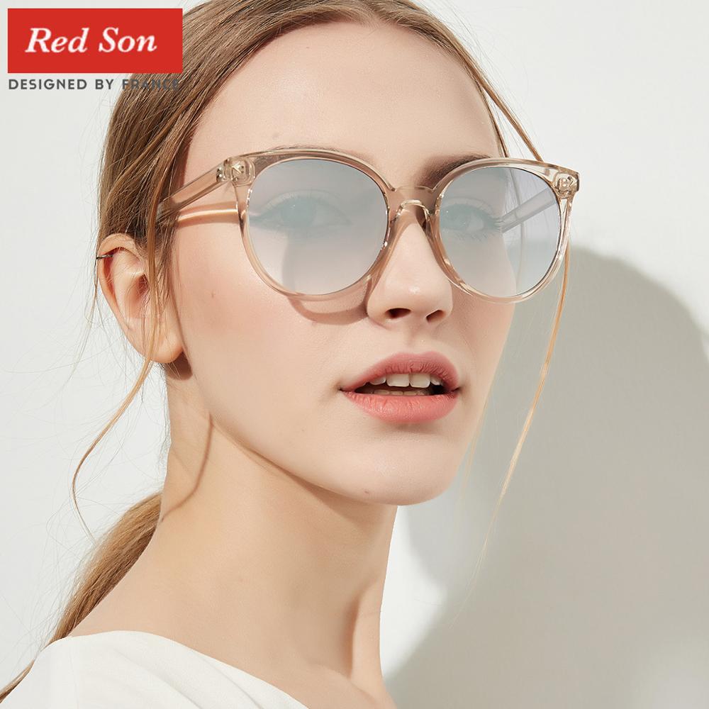 Red Son 2019 Fashion Round Sunglasses Women Fashion Retro Trends Big Sunglasses Women UV400