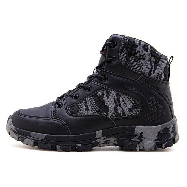 Merkmak High Quality Men's Winter Leather Shoes Men Waterproof Snow Boots Military Combat Boots Men Sneakers Tactical Boots