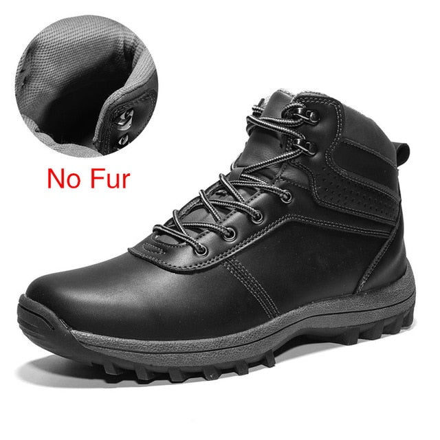 DEKABR Winter Warm Men Boots Genuine Leather Fur Plus Men Snow Boots Handmade Waterproof Working Ankle Boots High Top Men Shoes