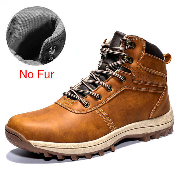 DEKABR Winter Warm Men Boots Genuine Leather Fur Plus Men Snow Boots Handmade Waterproof Working Ankle Boots High Top Men Shoes