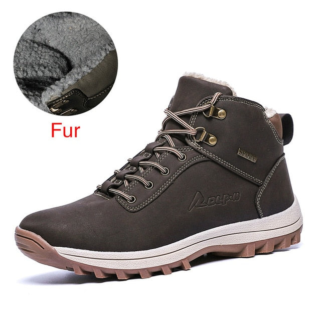 DEKABR Winter Warm Men Boots Genuine Leather Fur Plus Men Snow Boots Handmade Waterproof Working Ankle Boots High Top Men Shoes