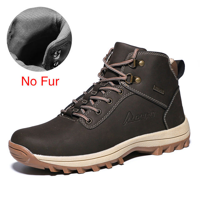 DEKABR Winter Warm Men Boots Genuine Leather Fur Plus Men Snow Boots Handmade Waterproof Working Ankle Boots High Top Men Shoes