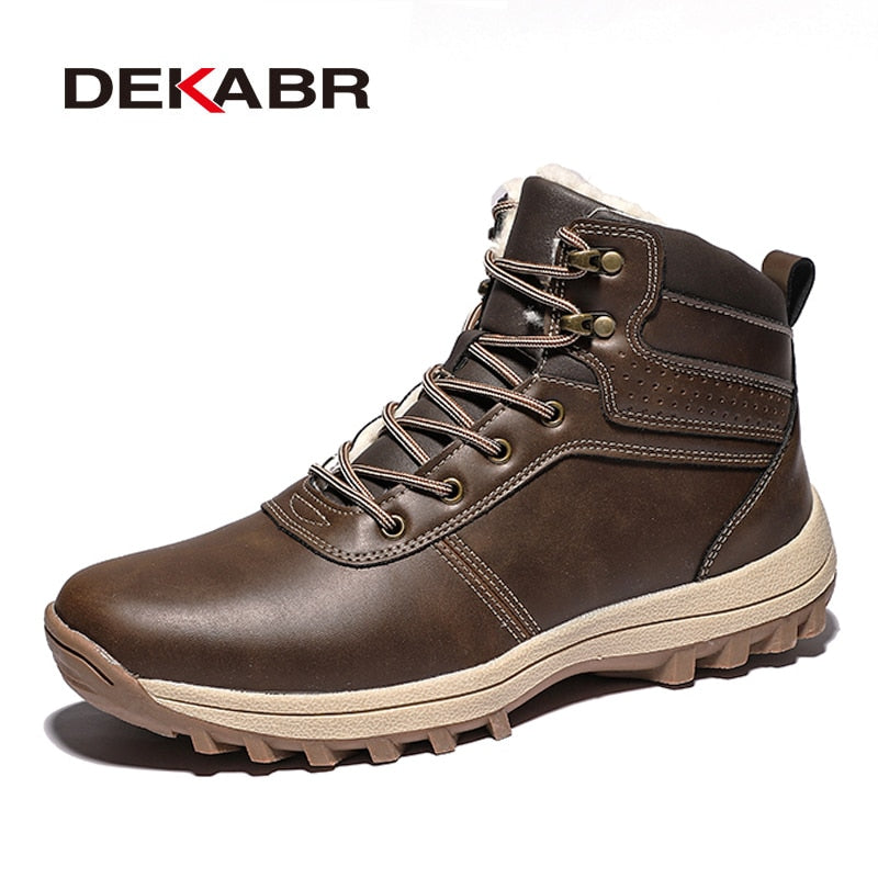 DEKABR 2020 Brand Winter Genuine Leather Ankle Snow Men Boots With Fur Plush Warm Men Casual Boots High Quality Waterproof Boots