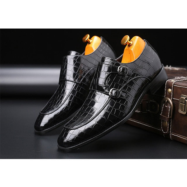 2020 Classic Crocodile Pattern Business Flat Shoes Men Designer Formal Dress Leather Shoes Men's Loafers Christmas Party Shoes