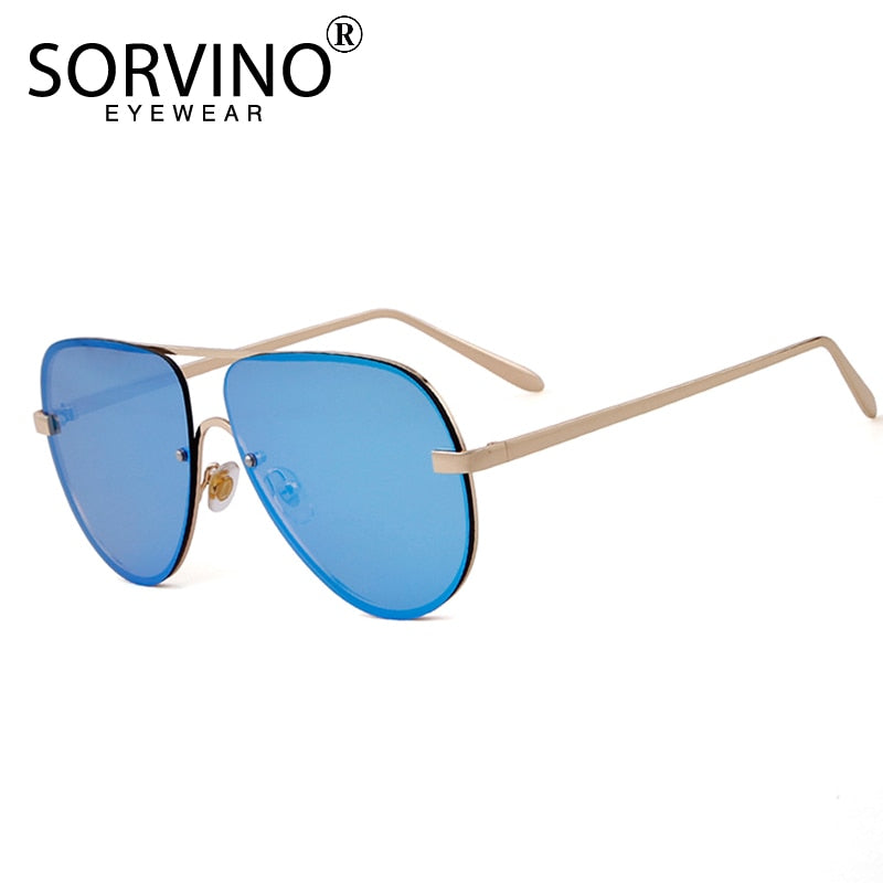 SORVINO Designer Pilot Sunglasses Men Women 2020 High Quality 90s Flat Top Rimless Rose Gold Toad Sun Glasses Big Shades SP112