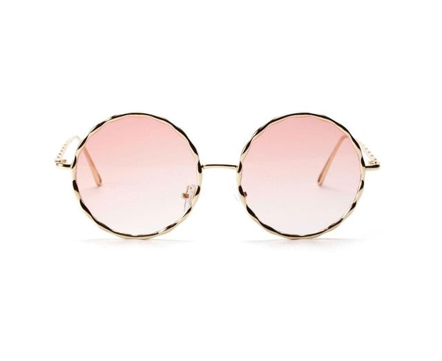 Red Son 2019UV400 fashion round frame ladies two-tone sunglasses ladies retro new brand fashion designer sunglasses ladies