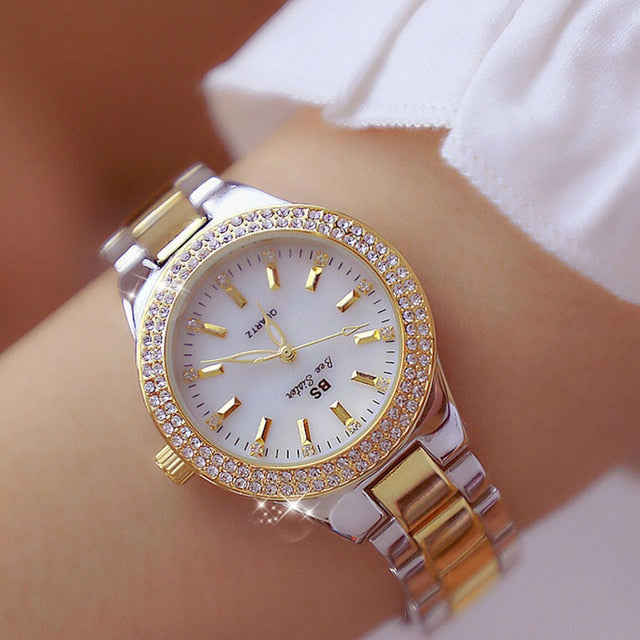 2020 Ladies Wrist Watches Dress Gold Watch Women Crystal Diamond Watches Stainless Steel Silver Clock Women Montre Femme 2019