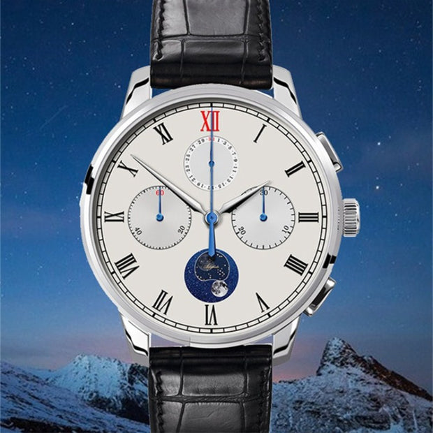 2019 New Arrival Pilot Chronograph Watch Men st1908 Moonphase Calendar Sapphire Glass Mechanical Wrist Watch Aidophedo