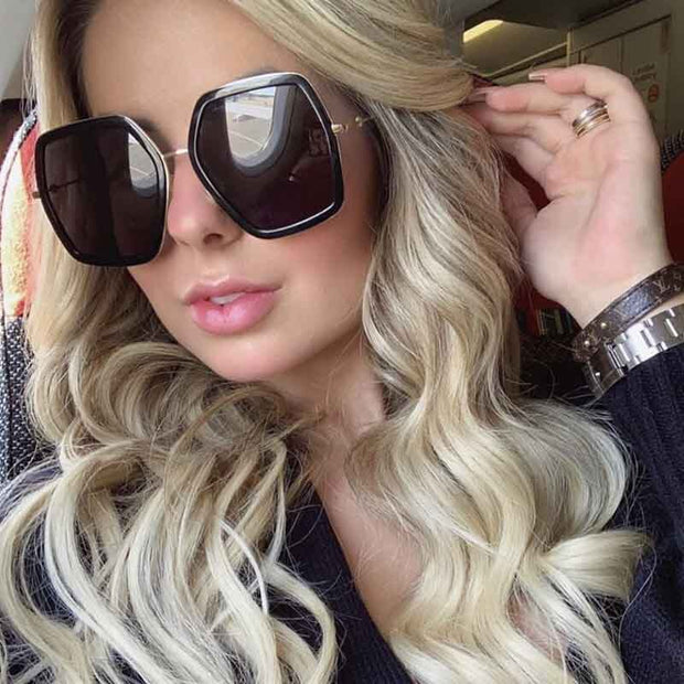 Oversized Square Sunglasses Women Black Retro Sunglasses Luxury Brand Designer Sun Glasses High Quality Vintage Zonnebril Dames