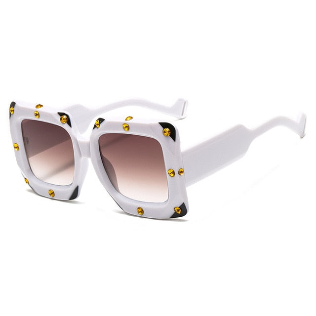 RBRARE Oversize Square Frame Sunglasses Women 2019 High Quality Diamond Sun Glasses For Men Retro Brand Designer Oculos Feminino