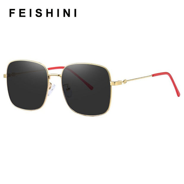 FEISHINI 2019 Celebrity Protable Quality Sunglasses Women Oversized Square Brand Design Luxury Sunglass Top Gradient Vintage