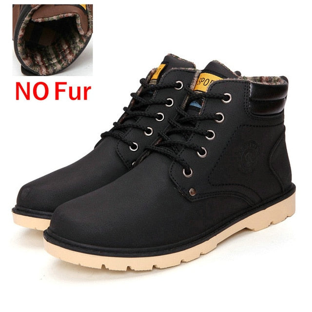 DEKABR Super Warm Men's Winter Pu Leather Ankle Boots Men Autumn Waterproof Snow Boots Leisure Martin Autumn Boots Shoes Mens