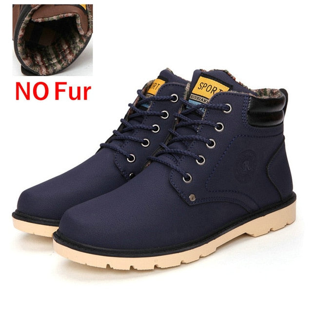 DEKABR Super Warm Men's Winter Pu Leather Ankle Boots Men Autumn Waterproof Snow Boots Leisure Martin Autumn Boots Shoes Mens