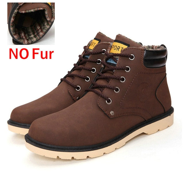 DEKABR Super Warm Men's Winter Pu Leather Ankle Boots Men Autumn Waterproof Snow Boots Leisure Martin Autumn Boots Shoes Mens