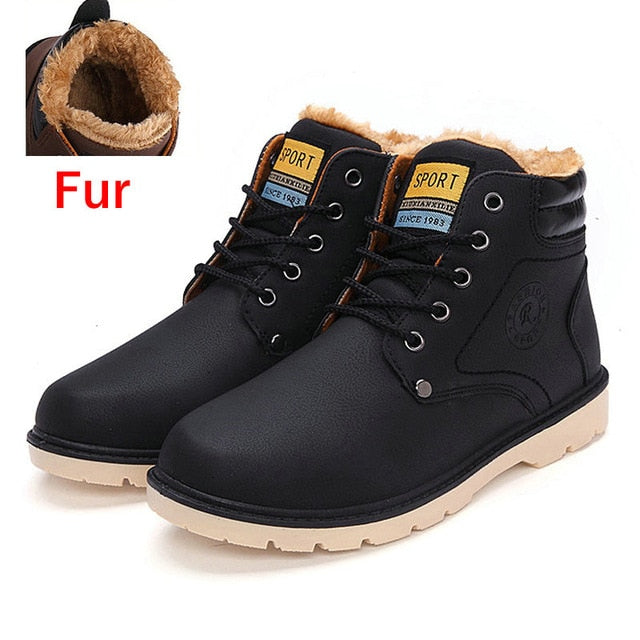 DEKABR Super Warm Men's Winter Pu Leather Ankle Boots Men Autumn Waterproof Snow Boots Leisure Martin Autumn Boots Shoes Mens