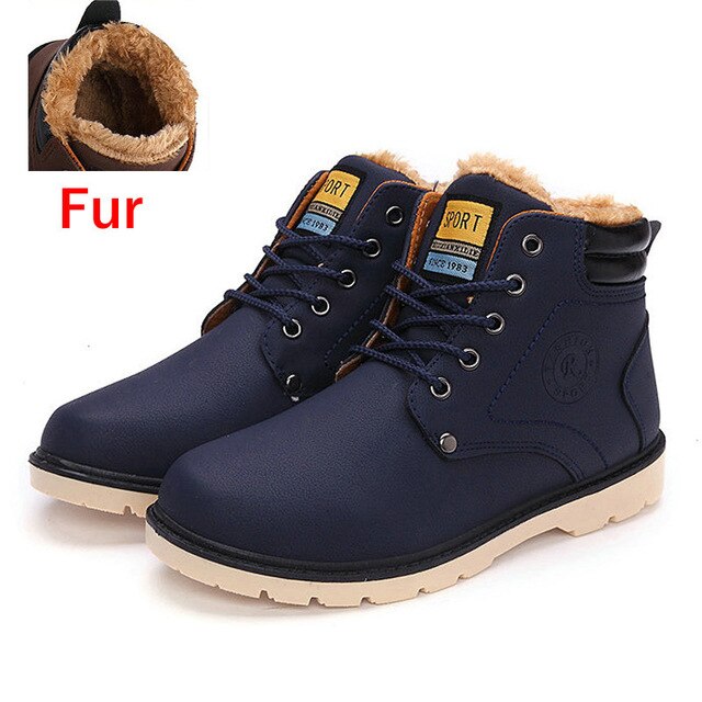 DEKABR Super Warm Men's Winter Pu Leather Ankle Boots Men Autumn Waterproof Snow Boots Leisure Martin Autumn Boots Shoes Mens