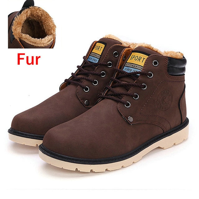 DEKABR Super Warm Men's Winter Pu Leather Ankle Boots Men Autumn Waterproof Snow Boots Leisure Martin Autumn Boots Shoes Mens