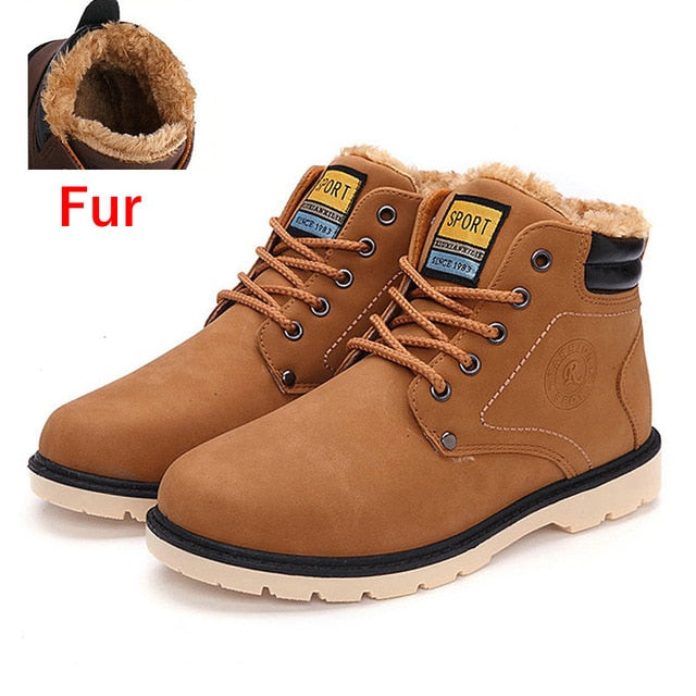 DEKABR Super Warm Men's Winter Pu Leather Ankle Boots Men Autumn Waterproof Snow Boots Leisure Martin Autumn Boots Shoes Mens