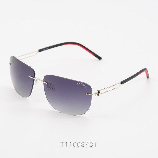 ENGEYA High Quality Metal Luxury Brand Men Sunglasses Polaroid lenses UV400 Square Designer Driving Rimless Sun Glasses #T11008