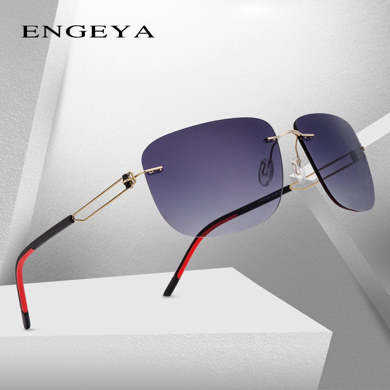 ENGEYA High Quality Metal Luxury Brand Men Sunglasses Polaroid lenses UV400 Square Designer Driving Rimless Sun Glasses #T11008