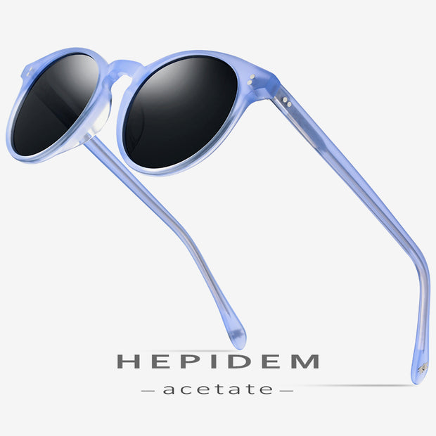 HEPIDEM Acetate Polarized Sunglasses Women 2019 New Vintage Retro Round Sun Glasses for Women Brand Design Transparent Sunglass