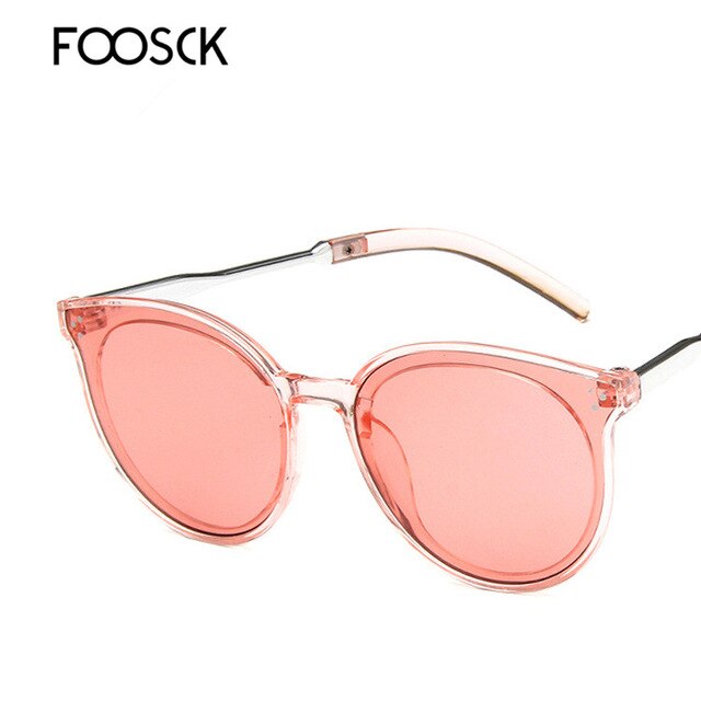 FOOSCK  2018 hot new trends  designer sunglasses women  high quality pink round sun glasses UV400