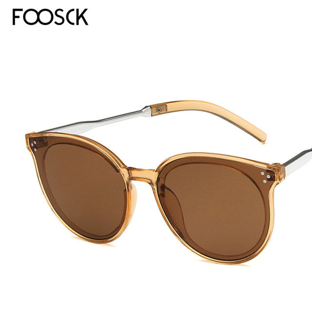 FOOSCK  2018 hot new trends  designer sunglasses women  high quality pink round sun glasses UV400